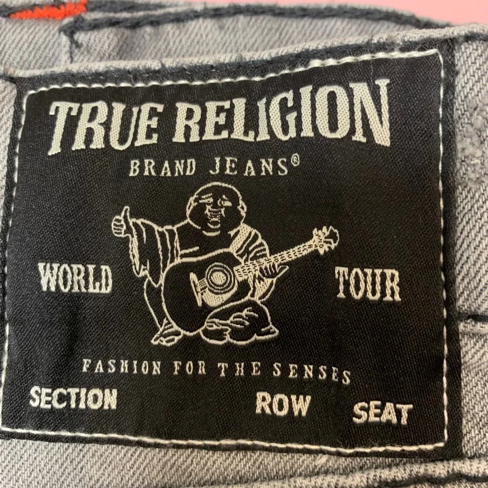 True Religion Geno Relaxed Slim Jeans Mens 28 Grey Excellent Distressed Denim